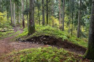 Prerez skozi 720 m dolgo obzidje na mestu, kjer so leta 2017 potekale arheološke raziskave (arheološka sonda).